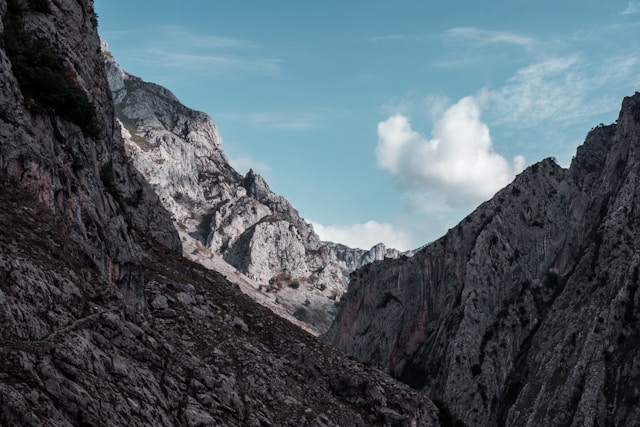 An image of a mountain with an azure sky above